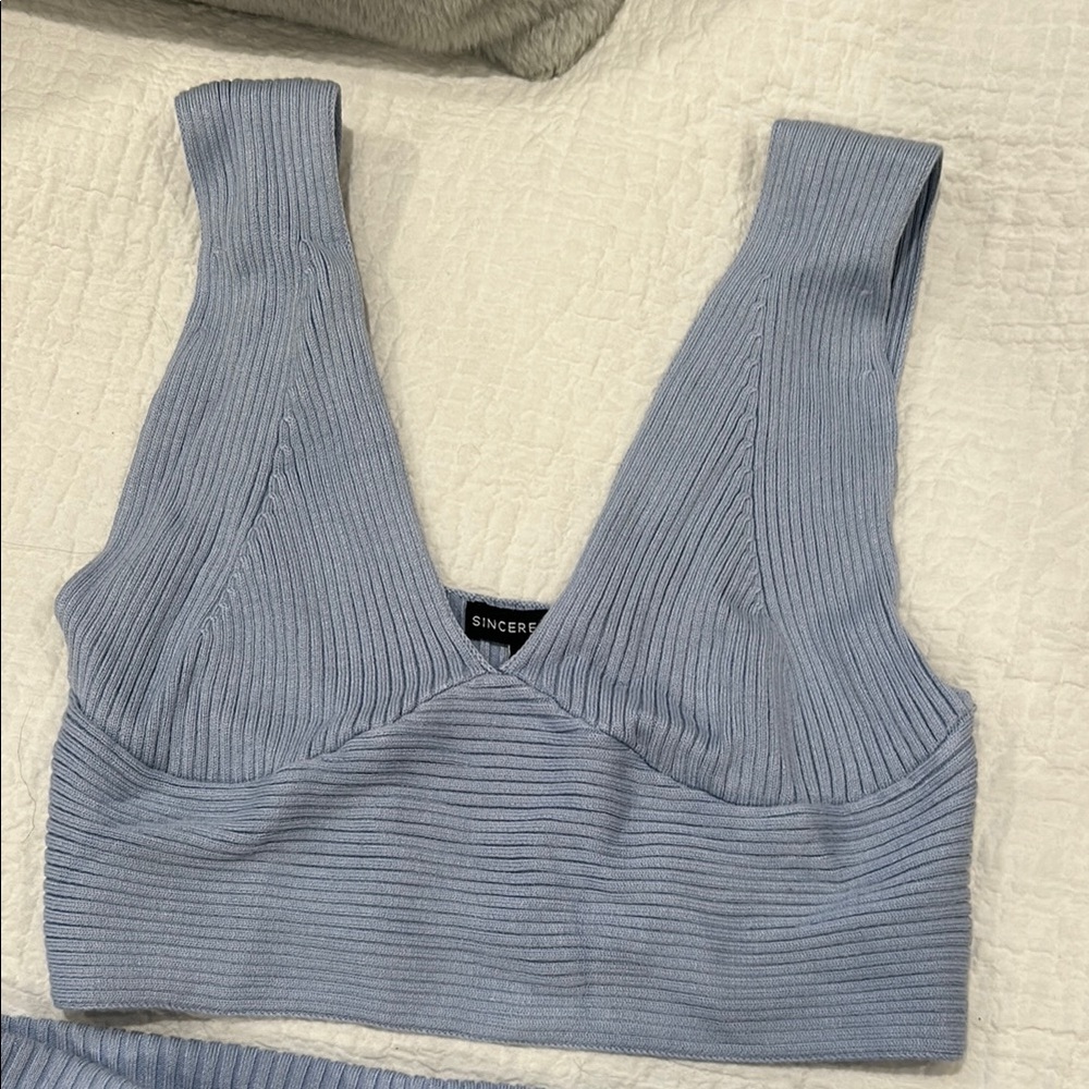 Blue Ribbed Skirt Set - Picture 3 of 3